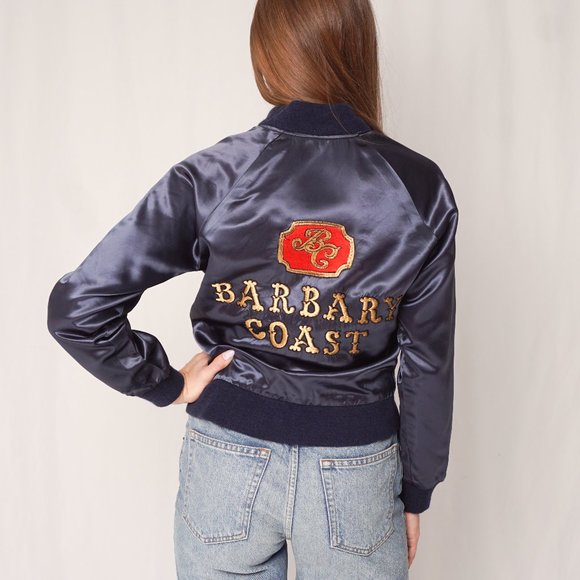 Vintage Jackets & Blazers - VINTAGE Barbary Coast Casino Satin Bomber Jacket